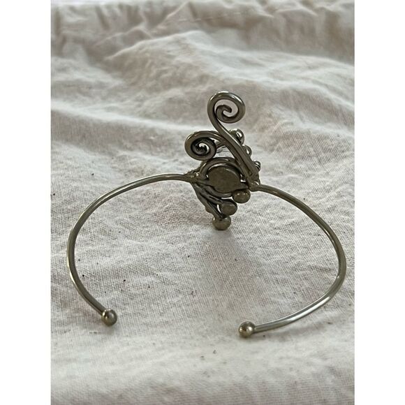 Youth Silver Tone Cuff Bracelet with Unique Purple Bead - Picture 9 of 11